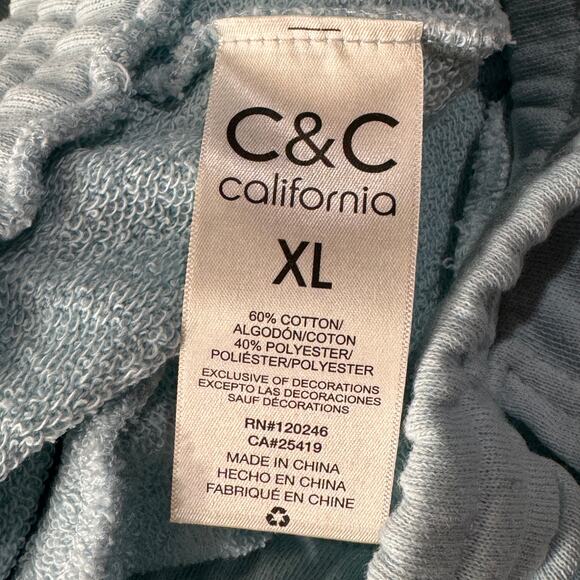 C&C California X-Large French Terry Sunwashed Shorts Stretch Drawstring Pockets - Picture 7 of 8